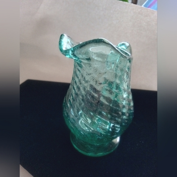 Vintage Studio Art Glass Pitcher Miniature Blown Glass 4" Tall 3.75" At Widest - Picture 4 of 9